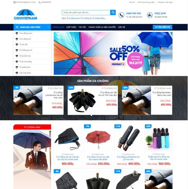 Theme wordpress bán áo mưa