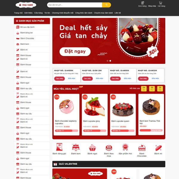 Theme wordpress bán bánh ngọt , bánh kem đẹp