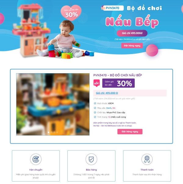 Theme wordpress landing page đồ chơi trẻ em