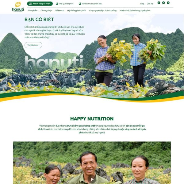 Theme wordpress nguyên liệu sạch - organic giống hanuti