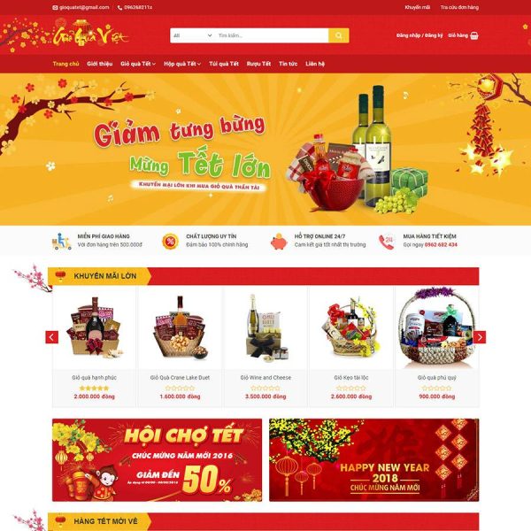 Theme wordpress bán quà tết - giới thiệu sản phẩm