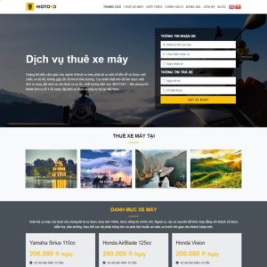 Giao diện theme WordPress cho thuê xe máy chuyên nghiệp, hỗ trợ khách hàng đặt xe nhanh chóng.