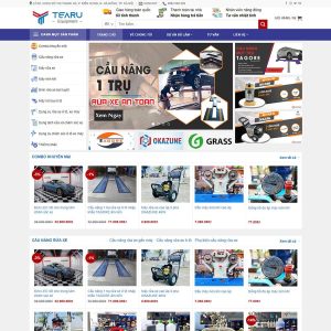 Giao diện theme WordPress shop phụ kiện ô tô, hiển thị danh mục sản phẩm và hỗ trợ mua sắm trực tuyến.
